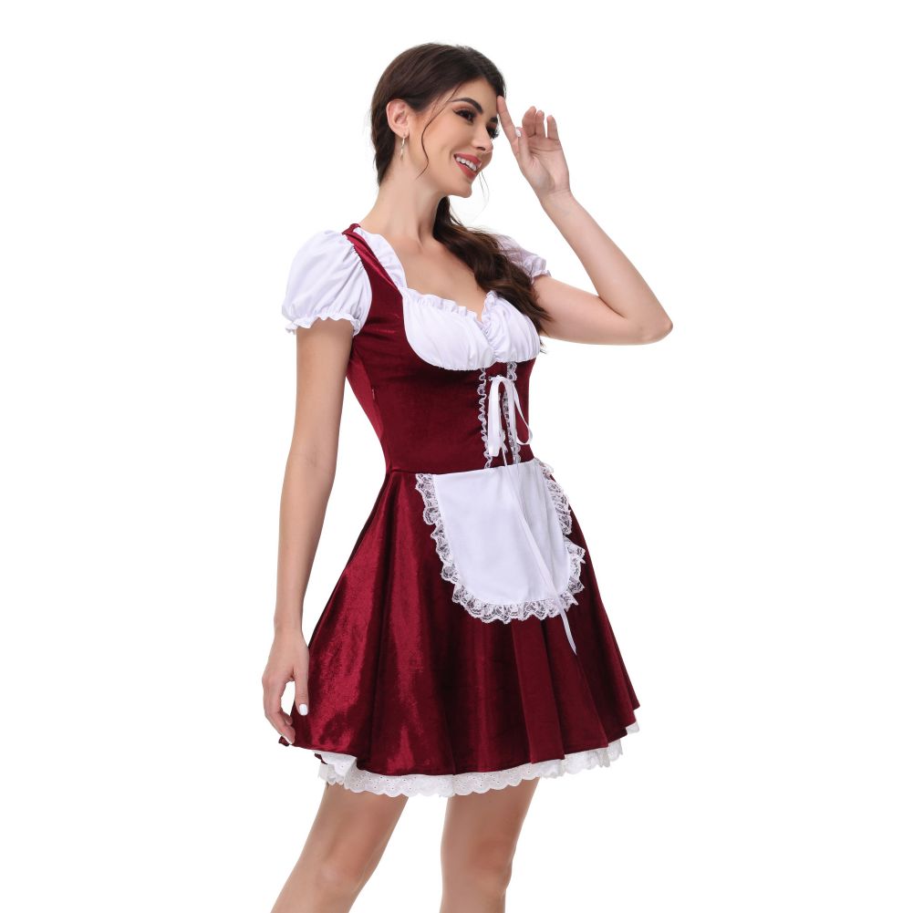 Oktoberfest Costume Plaid Dirndl Dresses German Carnival Outfit